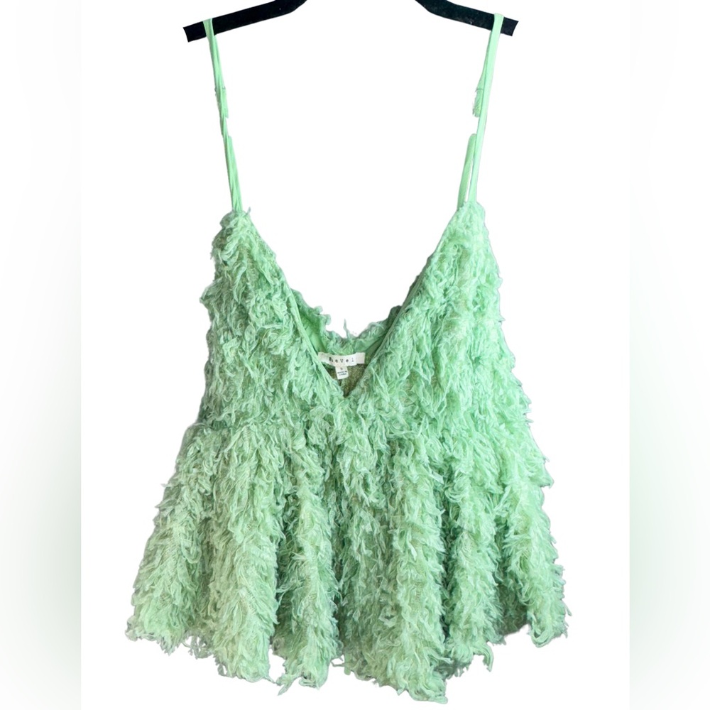 Baevley Fringe Babydoll Top Size Small Boho Festival Green